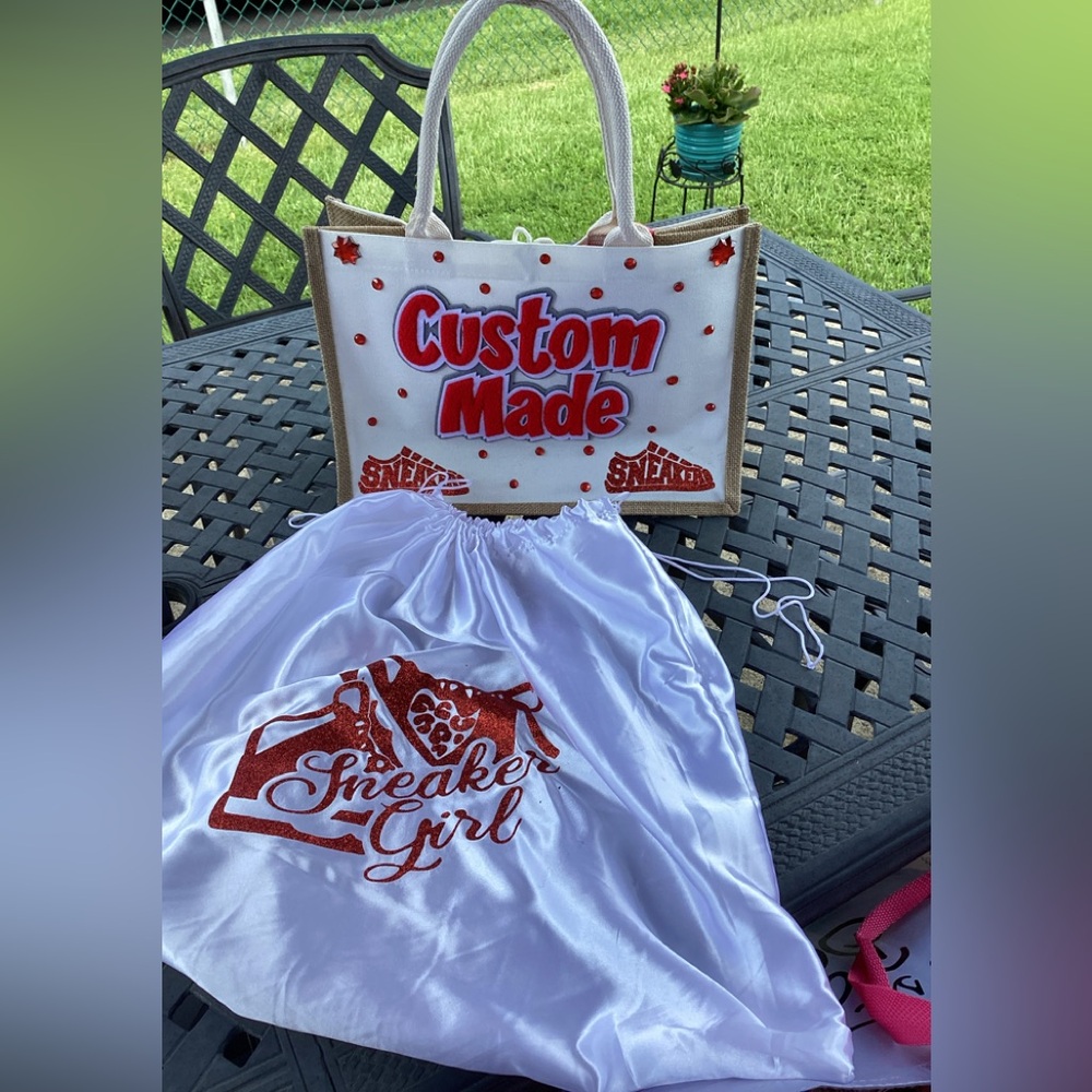 White Sneaker Girl Drawstring Bag